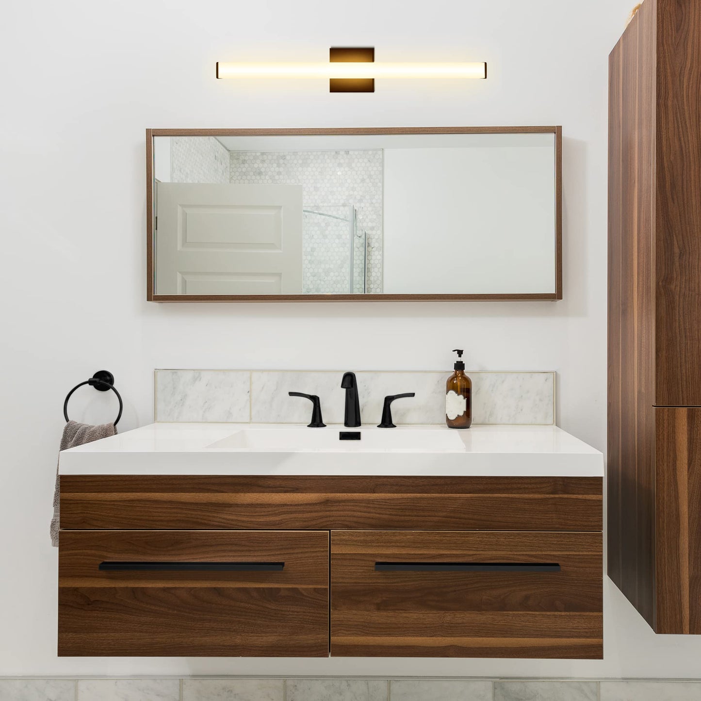 Ultralux Slim LED Vanity Light Bar - Wall Mounted, TRIAC Dimmable, Modern Bathroom Mirror Light - 14.5 W, 3000K (24 inch - 1 Pack, Black)
