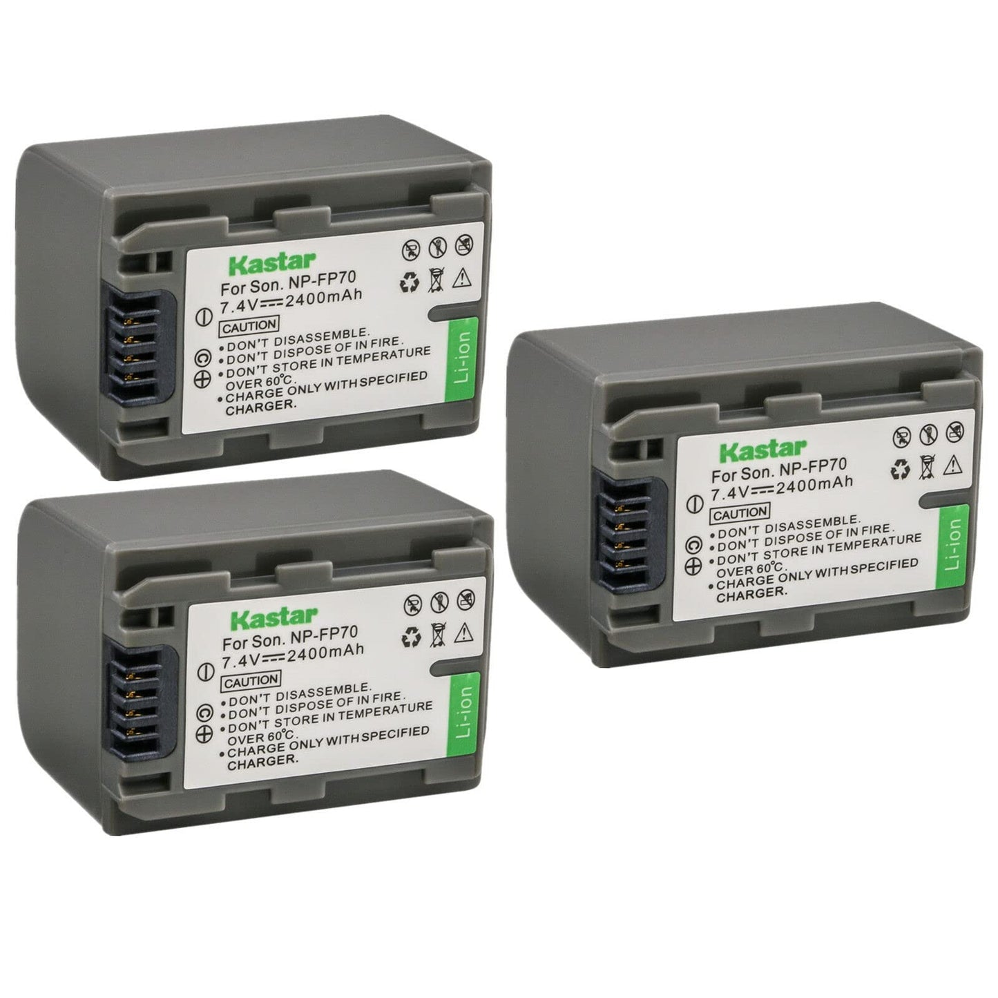 Kastar 3-Pack NP-FP70 / NP-FP71 Battery Replacement for Sony NP-FP30, NP-FP50 NP-FP51, NP-FP60, NP-FP70 NP-FP71, NP-FP90 NP-FP91 Battery
