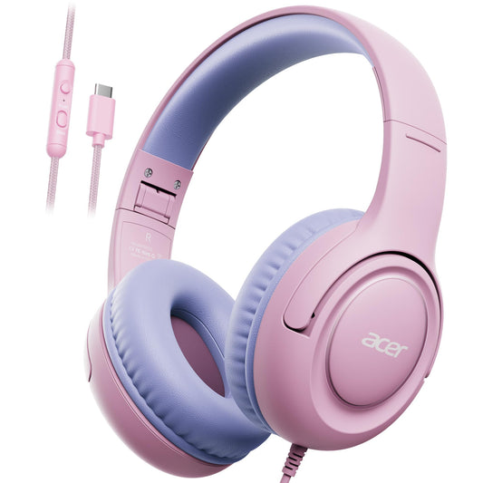 Acer USB?C Kids Headphones for School, 85?94dB Limiter, w/Mic HK03C