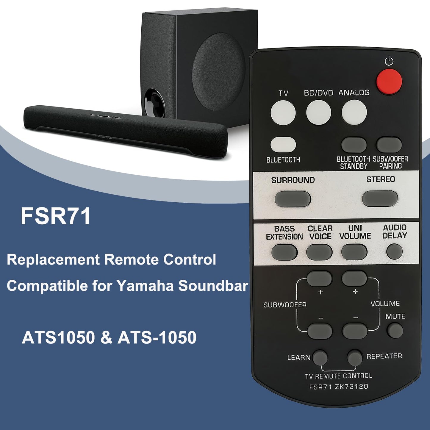 Replacement Remote Control Compatible for Yamaha ATS1050 & ATS-1050