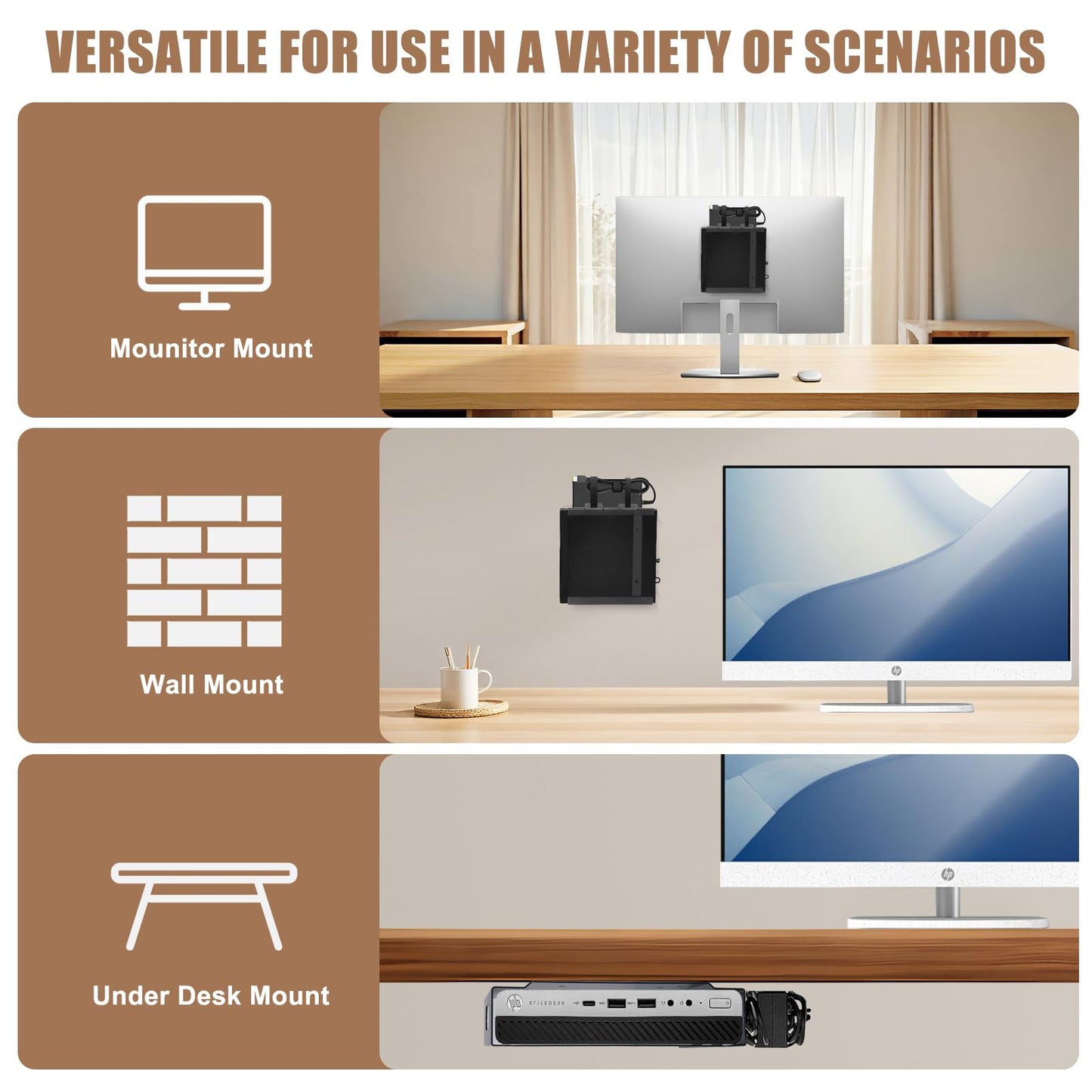 Mount for HP Mini PC Wall VESA and Under Desk Mount, Compatible with HP EliteDesk 800/805/705, HP Pro Mini 400/260, HP ProDesk 600/400/405, Desktop