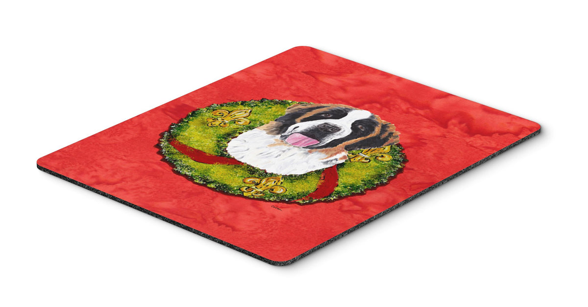 Caroline's Treasures SC9082MP Saint Bernard Christmas Wreath Mouse Pad, Hot Pad or Trivet for Home Office Gaming Working Computers Laptop Mouse