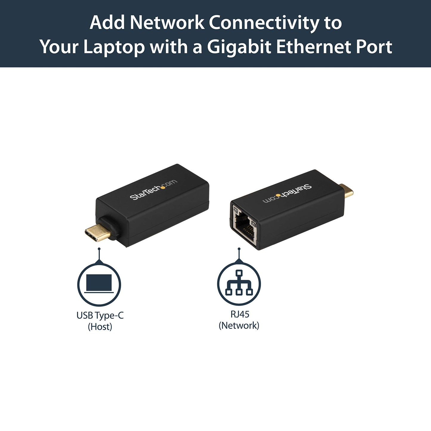 StarTech.com USB C to Gigabit Ethernet Adapter - 1Gbps NIC USB 3.0/USB 3.1 Type C Network Adapter - 1GbE USB-C to RJ45/LAN Port Thunderbolt 3