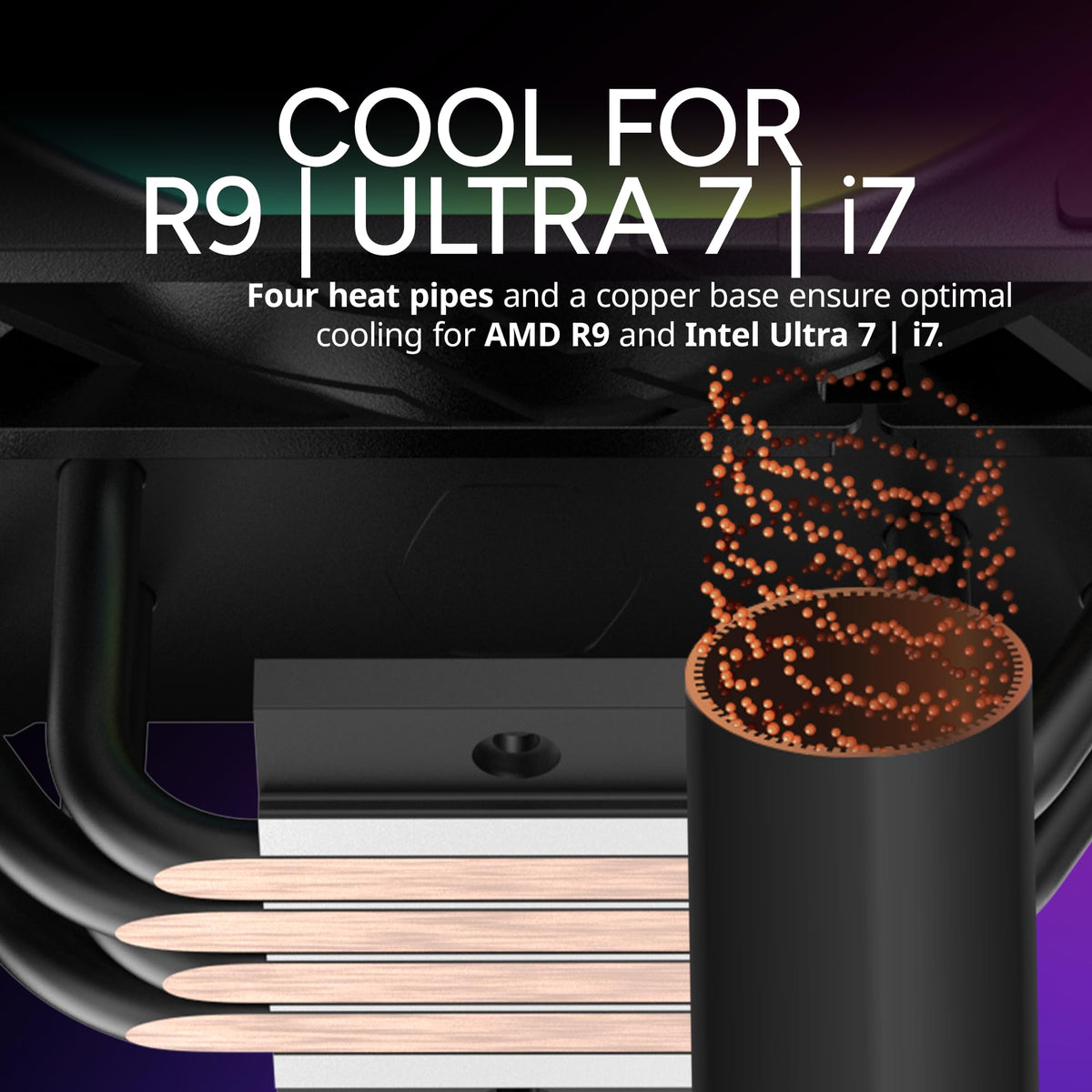 Cooler Master Hyper 212 PRO ARGB CPU Air Cooler, 4 Heat Pipes, PWM Fan