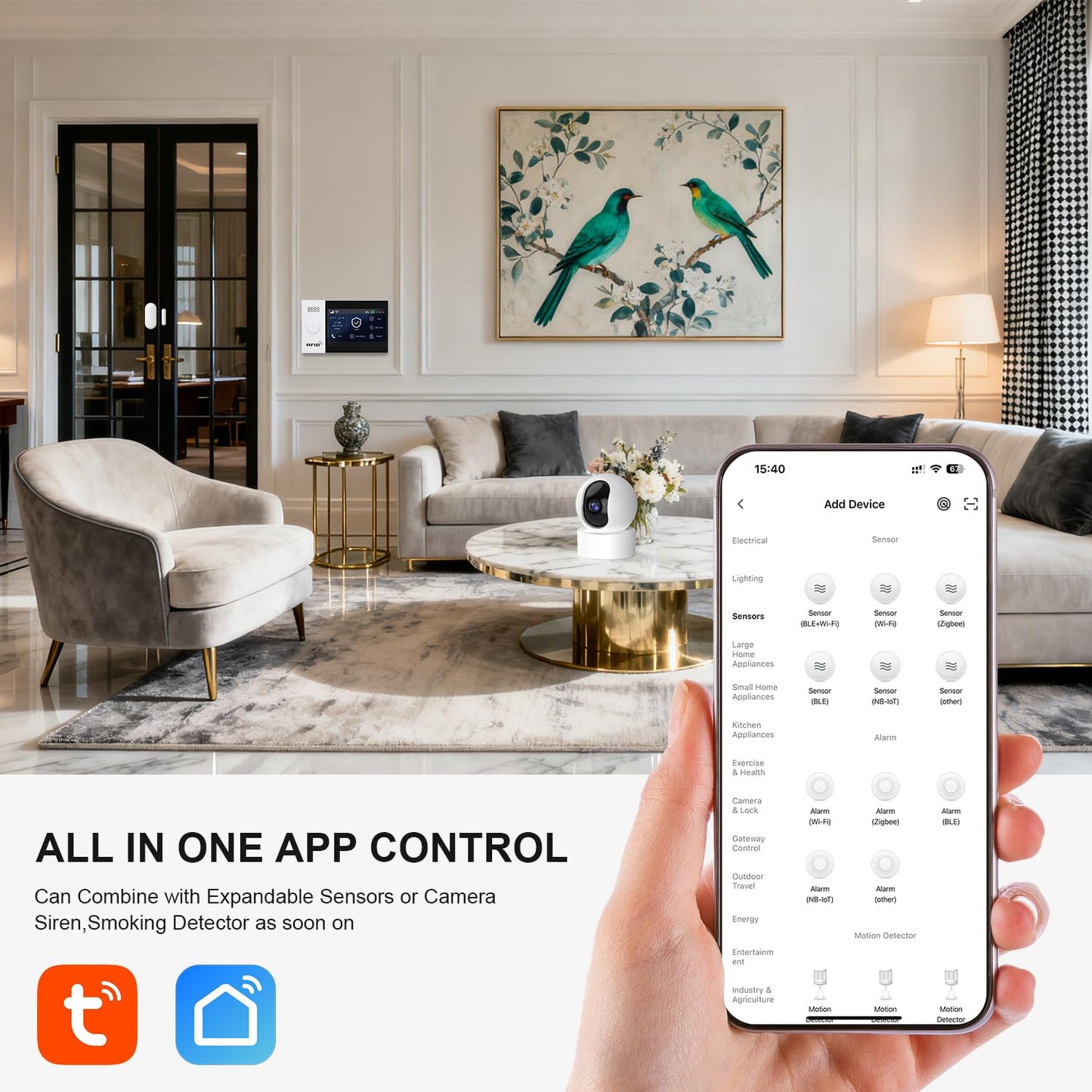 PGST Home Security Systems,Wireless Alarm System with 4G SMS/Tuya App Instant Alerts,Motion Detector,Door Alarm Sensors,Remote