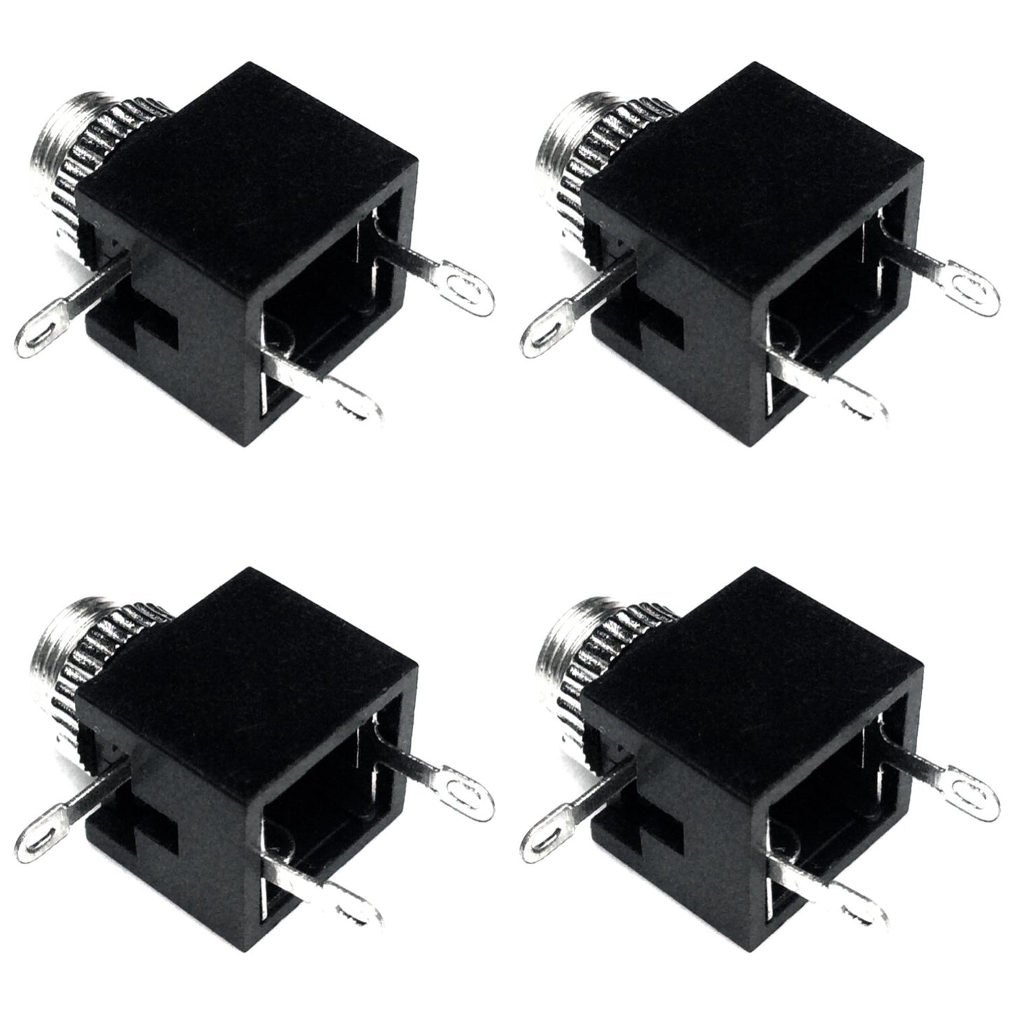 3.5mm Mono TS Female Jack Socket, Panel Chassis Mount Solder Audio Connector, Black, 4 Pack