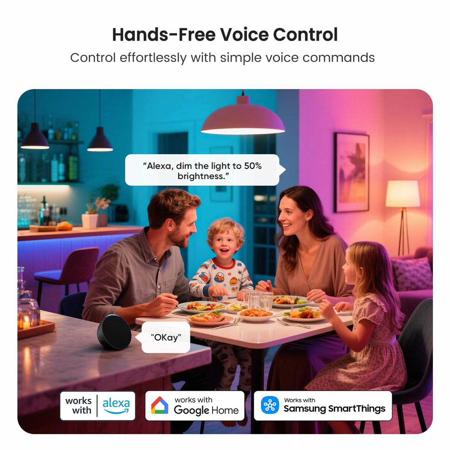 TREATLIFE Smart Light Bulbs 4 Pack, 2.4GHz Color Changing Light Bulb, Works with Alexa Google Home, A19 E26 Dimmable LED Light Bulb 9W 800 Lumen