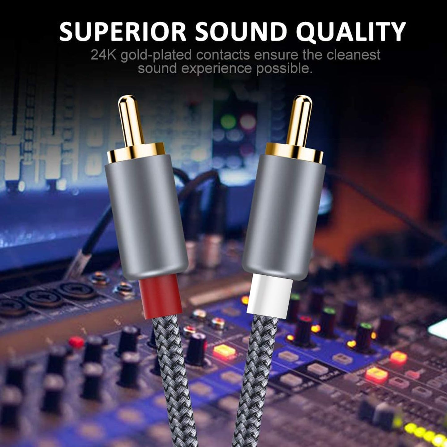 Goalfish RCA Cable, 2 Pack 2-Male to 2-Male RCA Audio Stereo Subwoofer Cable [Hi-Fi Sound,Shielded] Auxiliary Audio Cord for Home Theater, HDTV