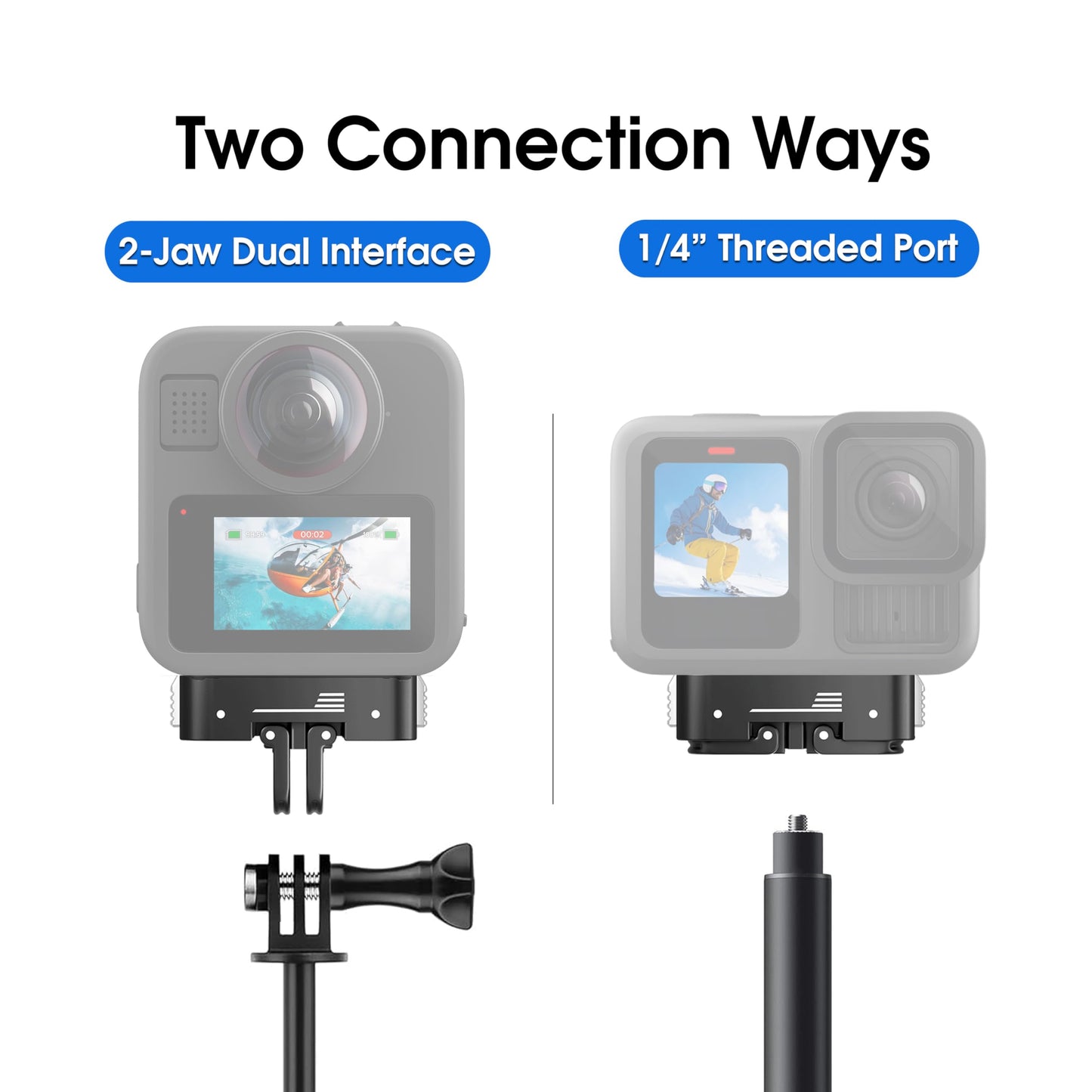 Magnetic Quick Release Mount for GoPro Hero 13,for Go Pro Max 2 Lit Hero, Aluminum Latch Mount with 1/4" Screw and Dual-Claws Interface, 2 Connection