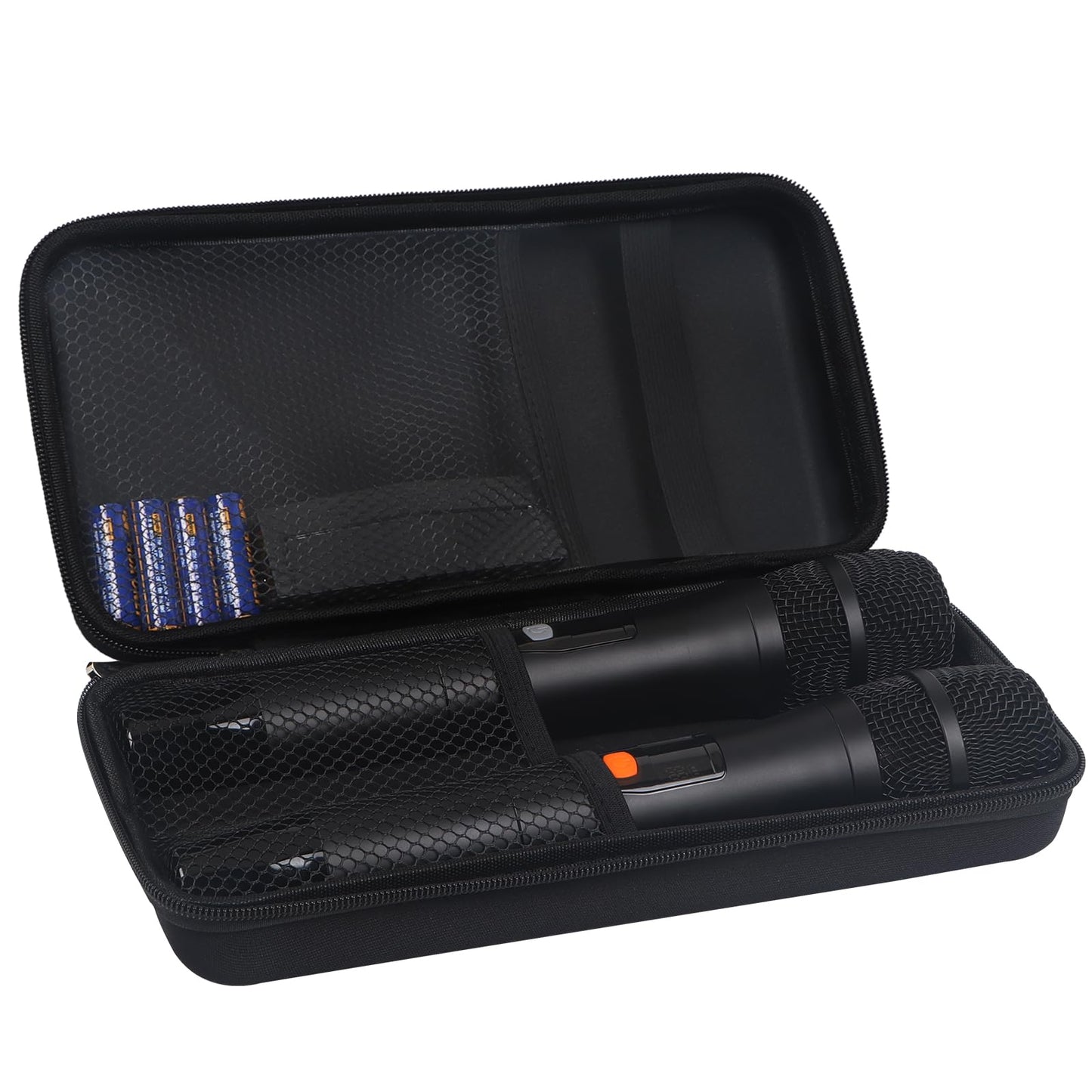 Kmise Microphone Case, Microphone Bag for 2 Wireless Microphones EVA Hard Dual Wireless Mic Storage Bag for Gigging and Travel(Case Only)