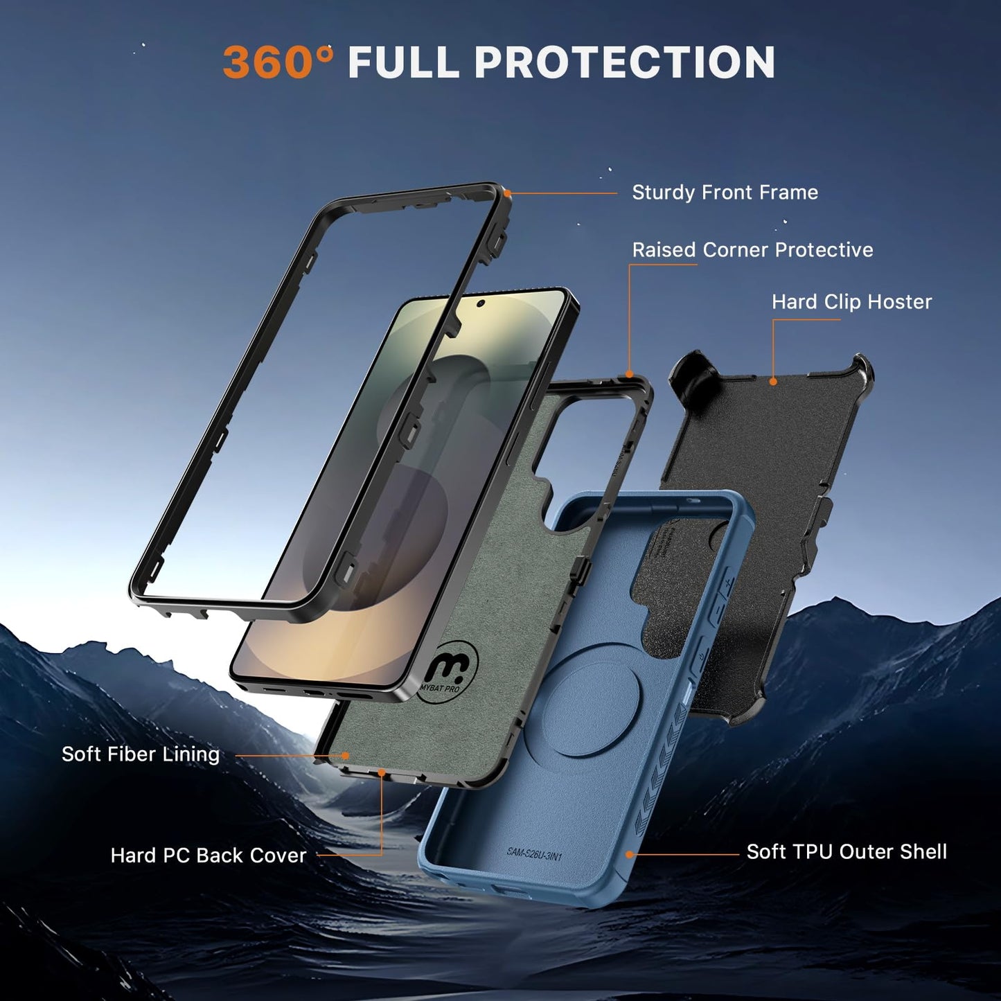 M MYBAT PRO for Samsung Galaxy S26 Ultra Case with Belt Clip Holster,Heavy Duty Protection Case for Galaxy S26 Ultra,Anti-Drop,Shockproof