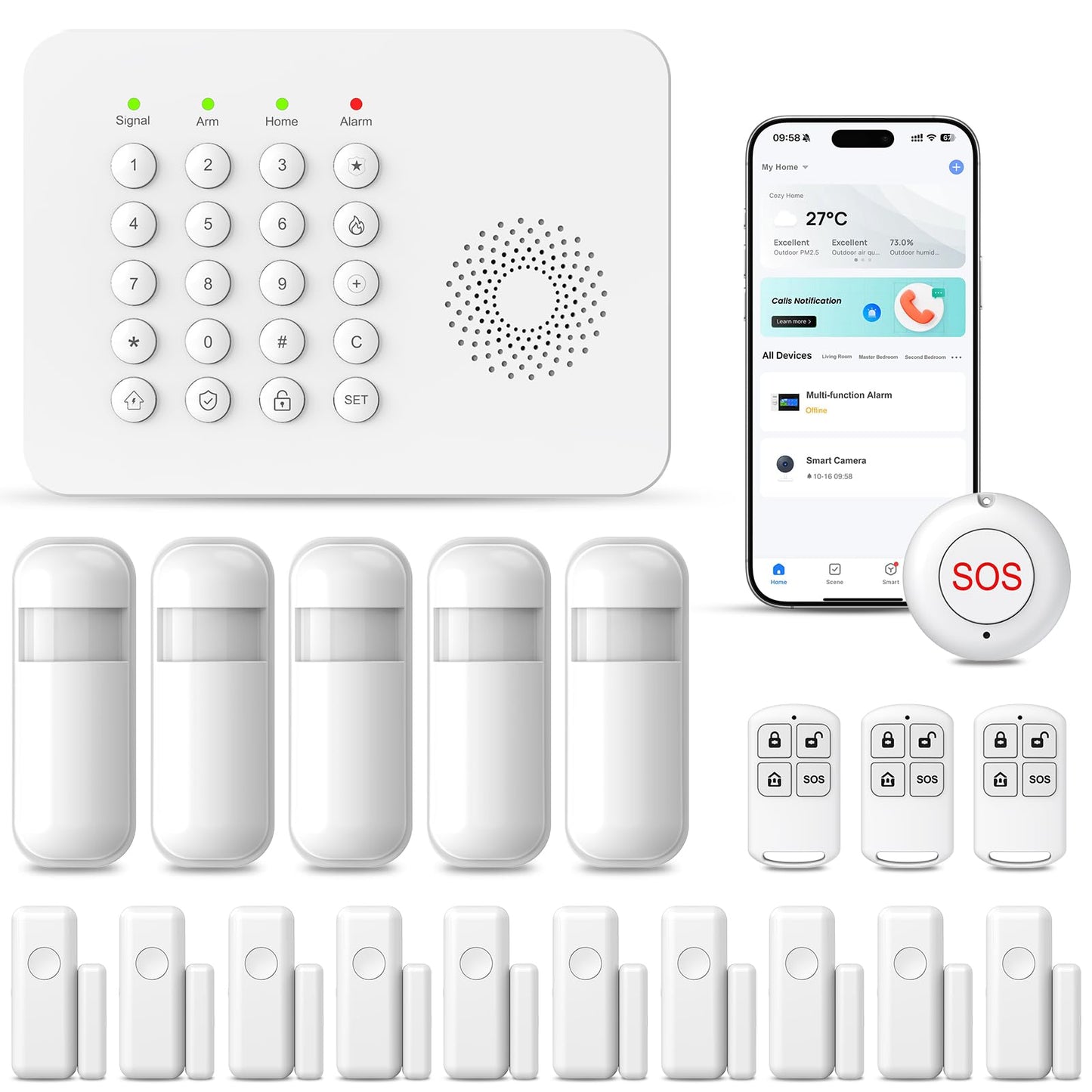20 PCS Alarm System for Home Security,Wireless Home Security Systems with DIY Expandable Door Sensor,Motion Detector,4G GSM/Tuya App Alerts,Compatible