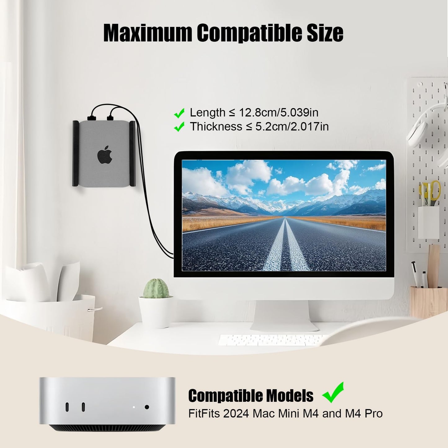 JinLunar Metal Mac mini PC Mount Compatible with 2024 Mac mini M4/M4 Pro Stand VESA Mount with Anti-Theft,Under Desk Mount and Wall Mount with Lock