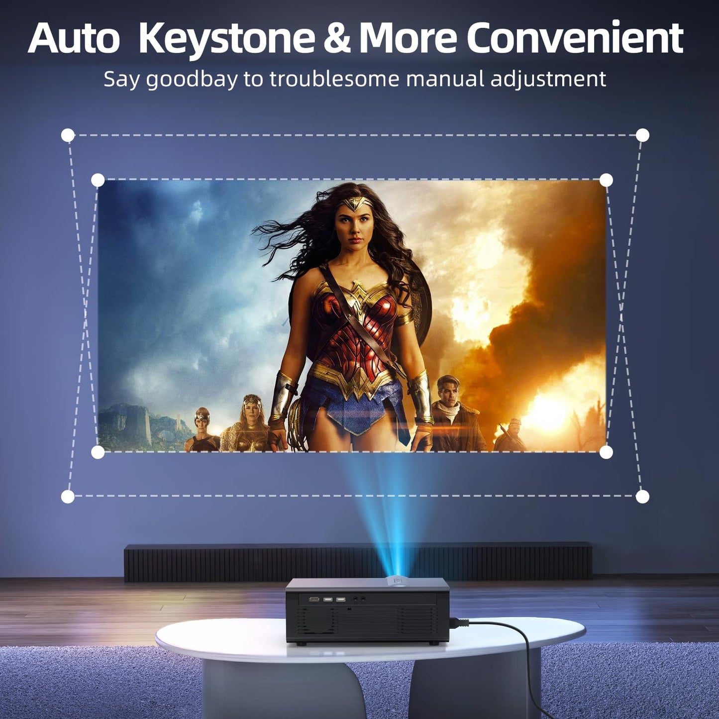 [Electric Focus/Auto Keystone] Projector with WiFi and Bluetooth, Native 1080P 4K Supported,FUDONI Outdoor Movie Projector for Home Theater UP
