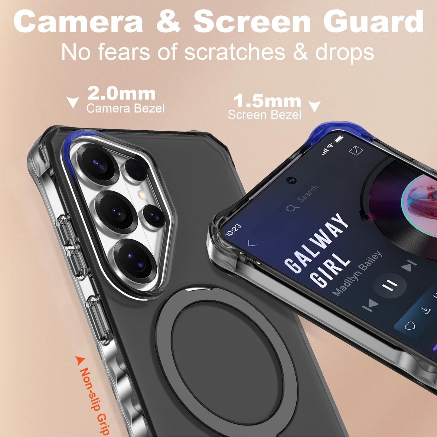 JQRZAOAK Compatible with Samsung Galaxy S26 Ultra Case 6.9'' Cute Wavy Frame with Magnetic Stand [Compatible with Mag-Safe] Military-Grade Translucent