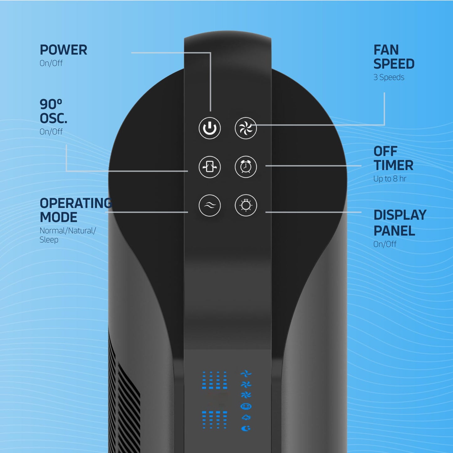 NEXAIR 42” Oscillating Tower Fan, 3 Speed Portable Fan Tower With Remote Control, Quiet Operating Floor Fan for Bedroom with 7.5 Hr Auto Off Timer