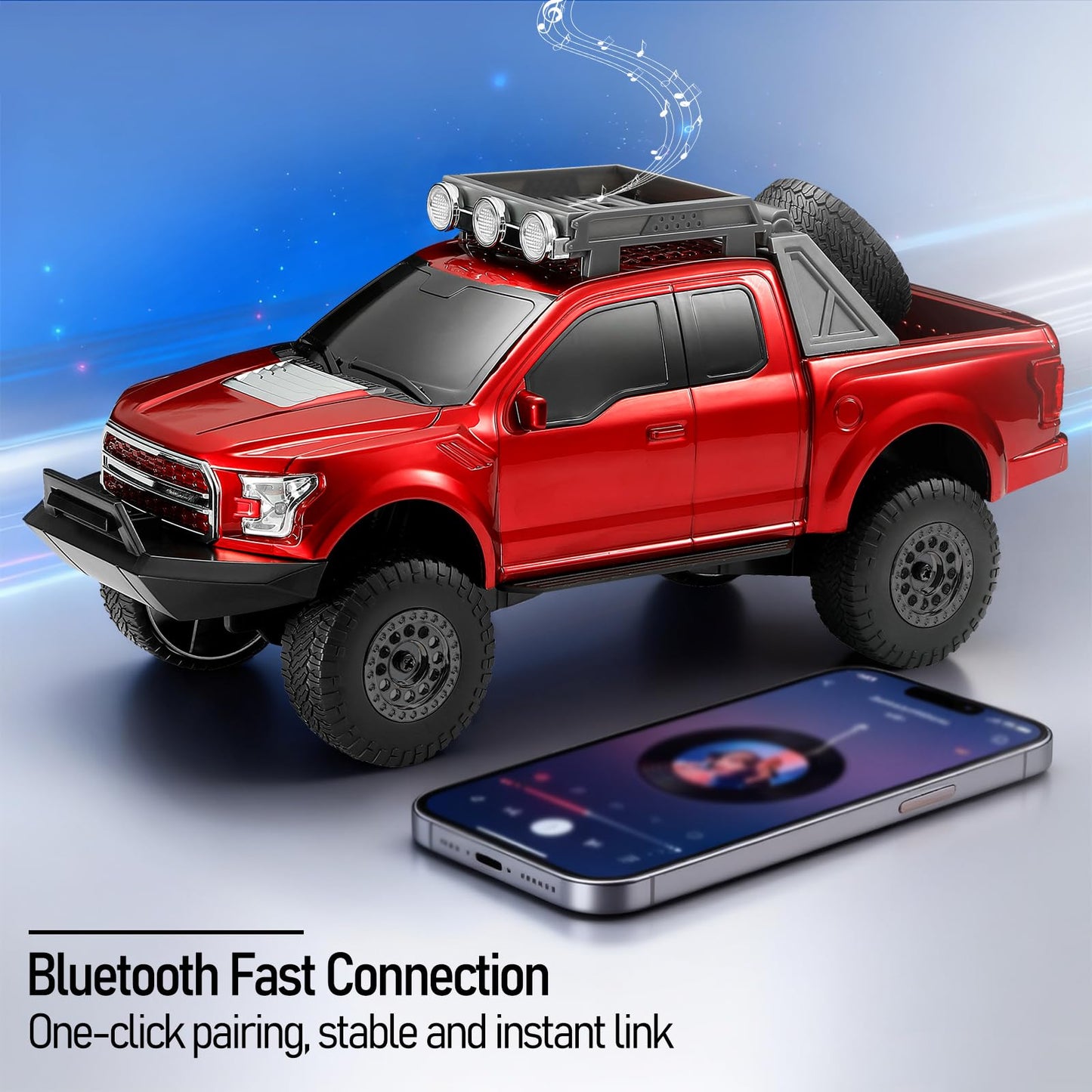 WS-589 Rugged Pickup Truck Bluetooth Replica Speaker - Portable Audio with TWS, LED Party Lights & HD Stereo | Unique Surprise Gift for Music & Truck