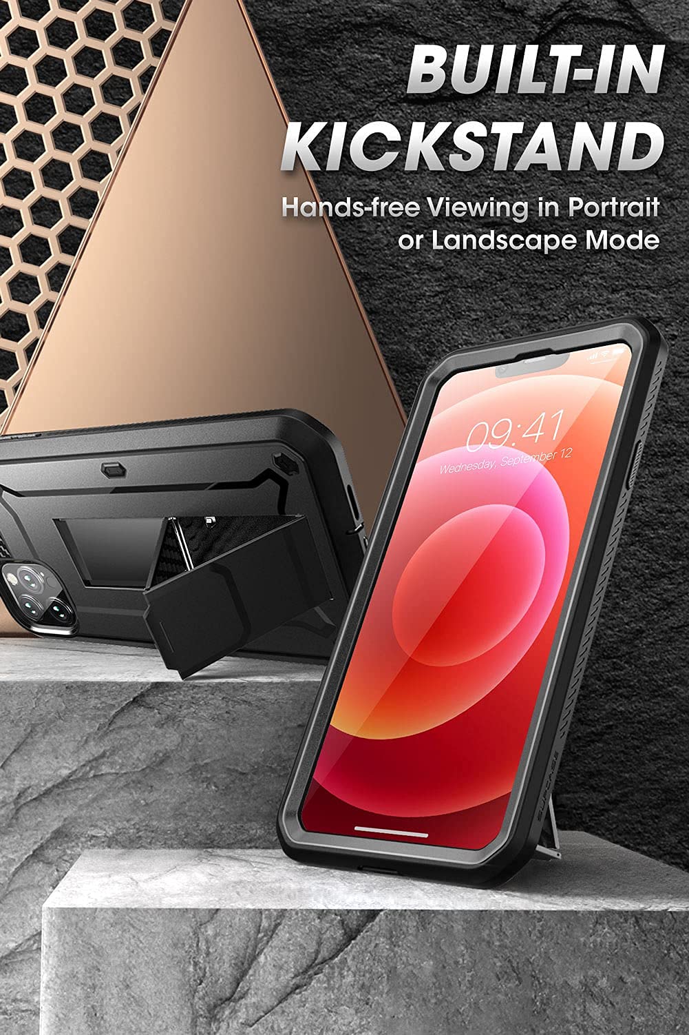 SUPCASE for iPhone 13 Pro Max Case with Screen Protector (Unicorn Beetle Pro), [Built-in Stand & Belt Clip] Heavy Duty Full-Body Rugged Kickstand