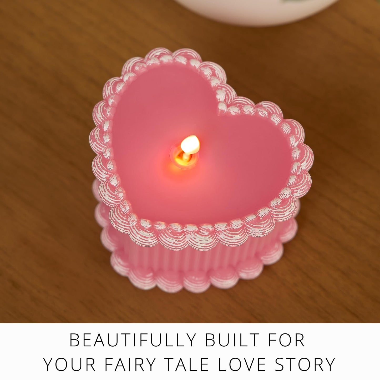 Luminara Flickering Flameless 5.3" x 4.5" Cake Candle, Battery Operated Remote Ready (Sold Separately) & Timer Function, Moving LED Flame Pink Real