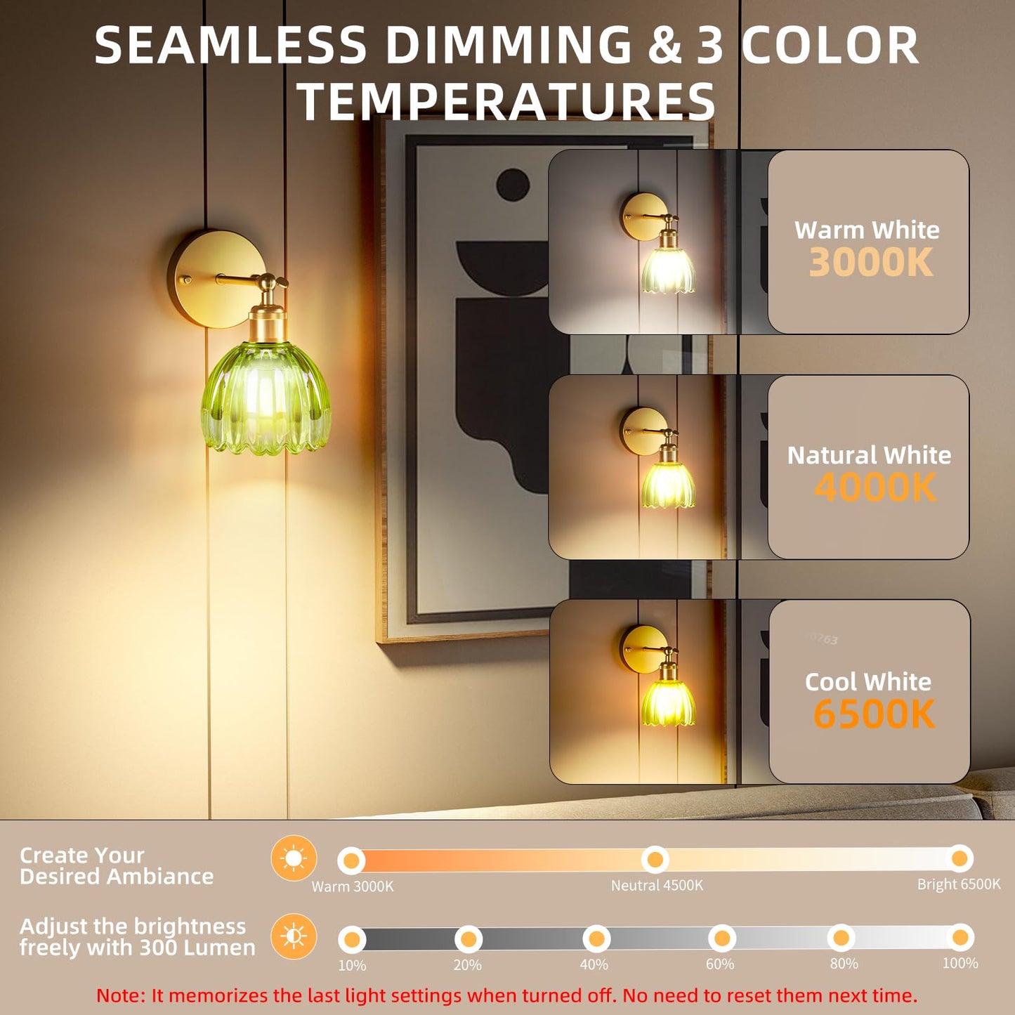 Battery Operated Wall Sconce with Remote Control, Wireless Wall sconces Set of Two with 7000mAh Dimmable Magnetic RGB Bulbs, Rechargeable Wall Light