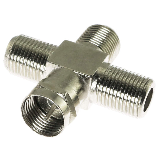 E-outstanding 3 Way Splitter Combiner 1PC RG6 Male to 3 Female 4 Way Coax Cable Splitter Adapter F-Type Connector for Video VCR Antenna TV Cable