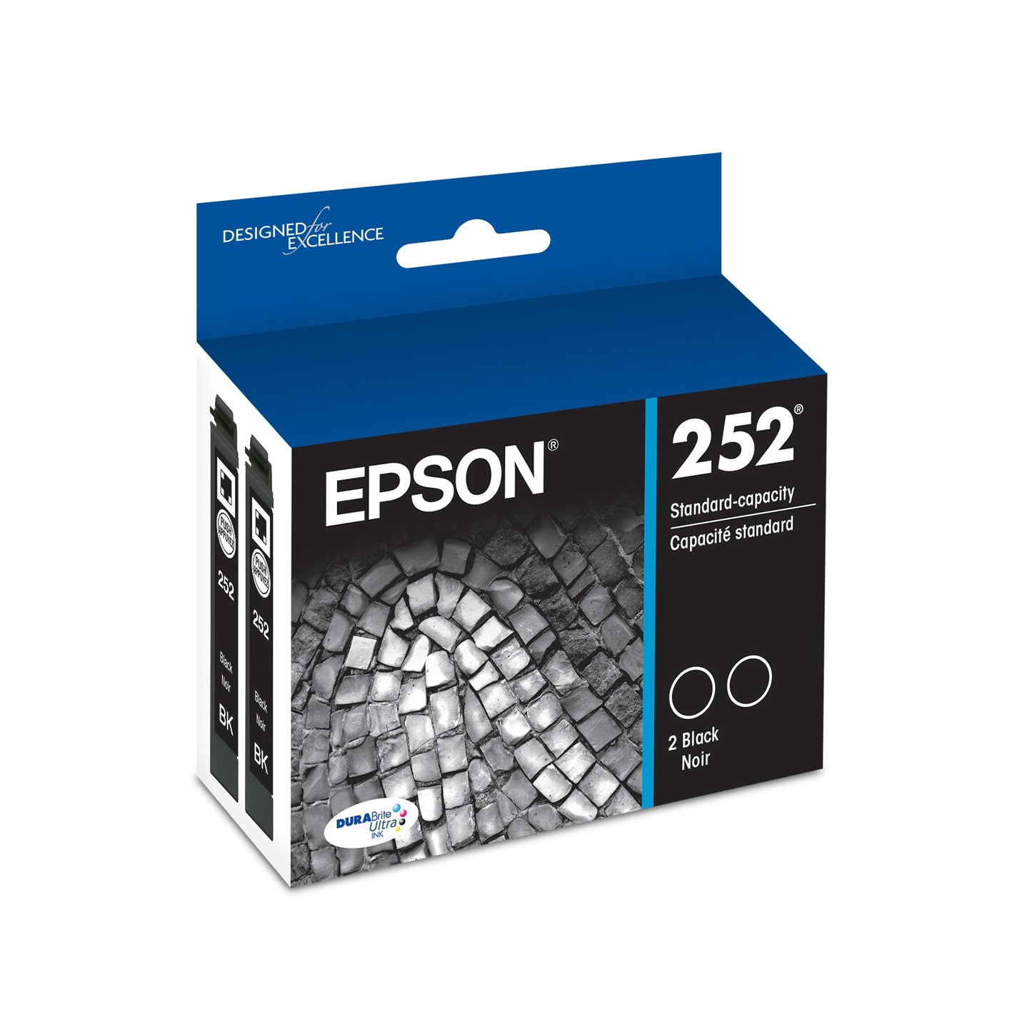 EPSON 252 DURABrite Ultra Ink Standard Capacity Black Dual Cartridge Pack (T252120-D2) Works with WorkForce WF-3620, 3640, 7110, 7610, 7620, 7710