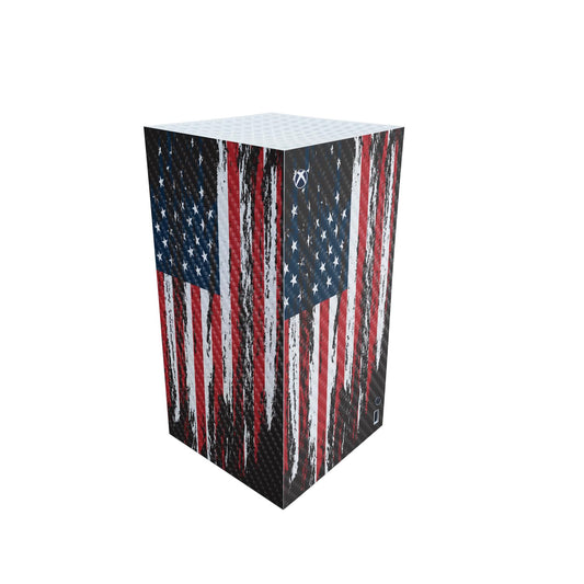 Carbon Fiber Gaming Skin Compatible with Microsoft Xbox Series X Digital Edition - Tattered Flag - Premium 3M Vinyl Protective Wrap Decal Cover - Easy