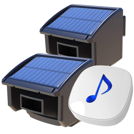 Htzsafe Solar Wireless Driveway Alarm System-1/4 Mile Long Transmission Range-Solar Powered No Need Replace Batteries-Outdoor Weatherproof Motion