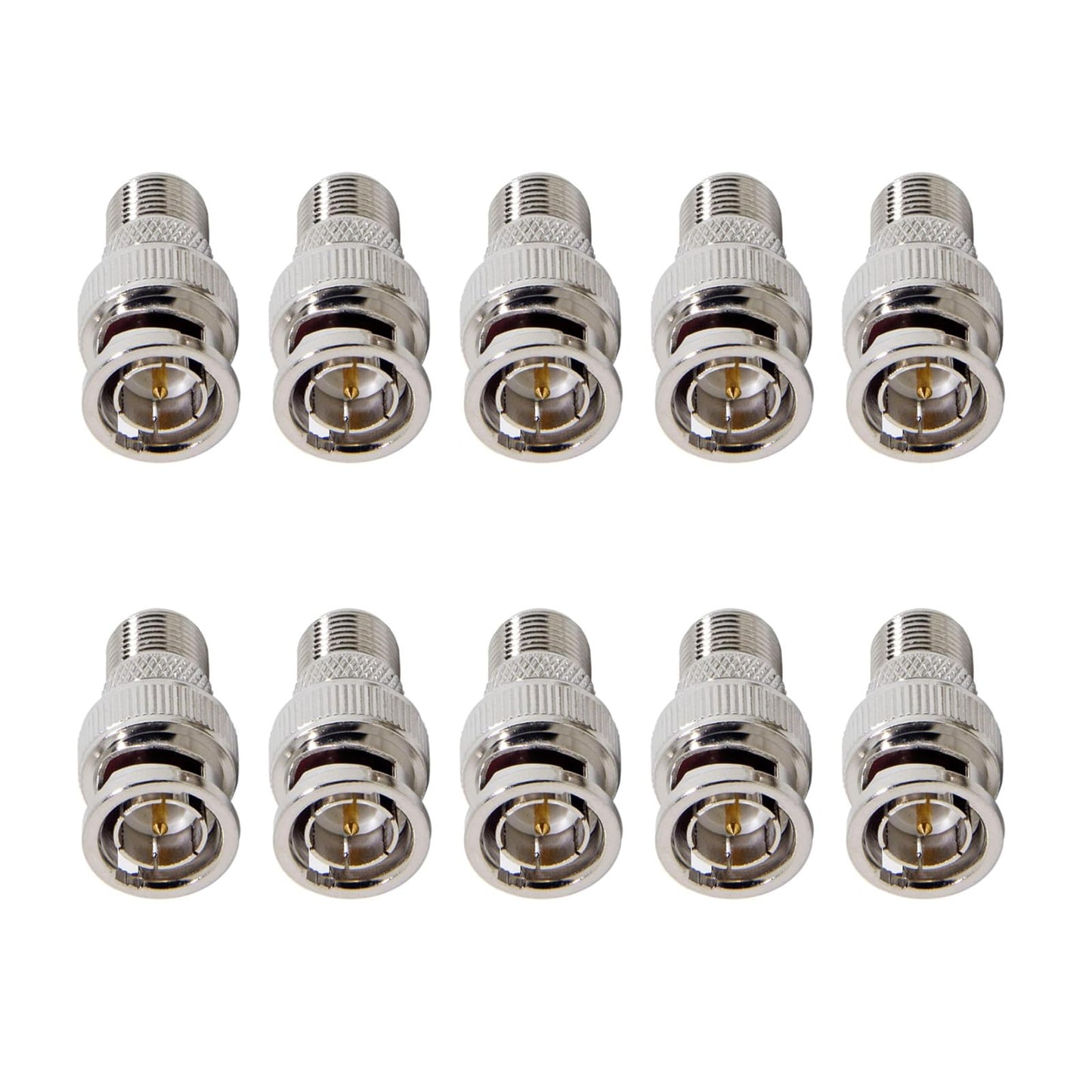 hrsyyl 10pcs BNC Male Plug to F Female Jack Adapter BNC Male Connector for CCTV Scanner Camera