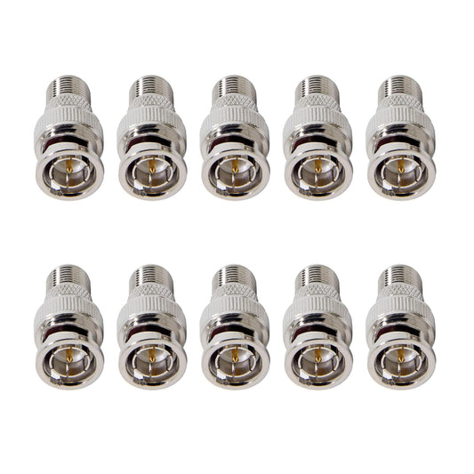 hrsyyl 10pcs BNC Male Plug to F Female Jack Adapter BNC Male Connector for CCTV Scanner Camera