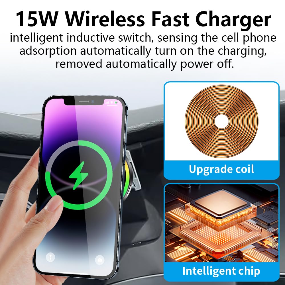 LUNQIN Car Magnetic Phone Mount for Honda Accord 2013 2014 2015 2016 2017 Auto Interior Accessories Best Cellphone Holder Fast 15W Wireless Charger