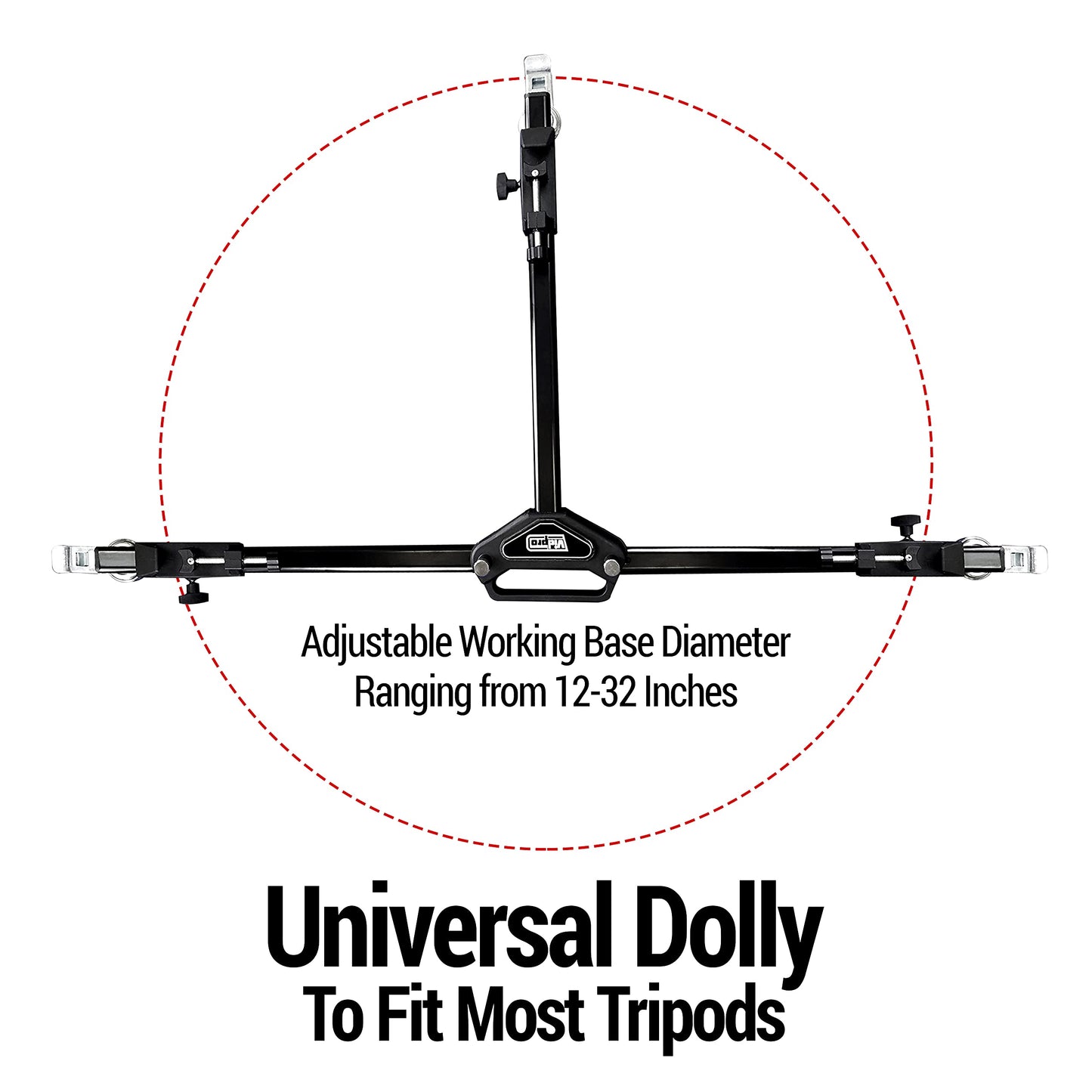 Vidpro PD-1 Professional Tripod Dolly - Heavy Duty with Adjustable Leg Mount with Locking Wheels and Carrying Case Compatible with Most Tripods
