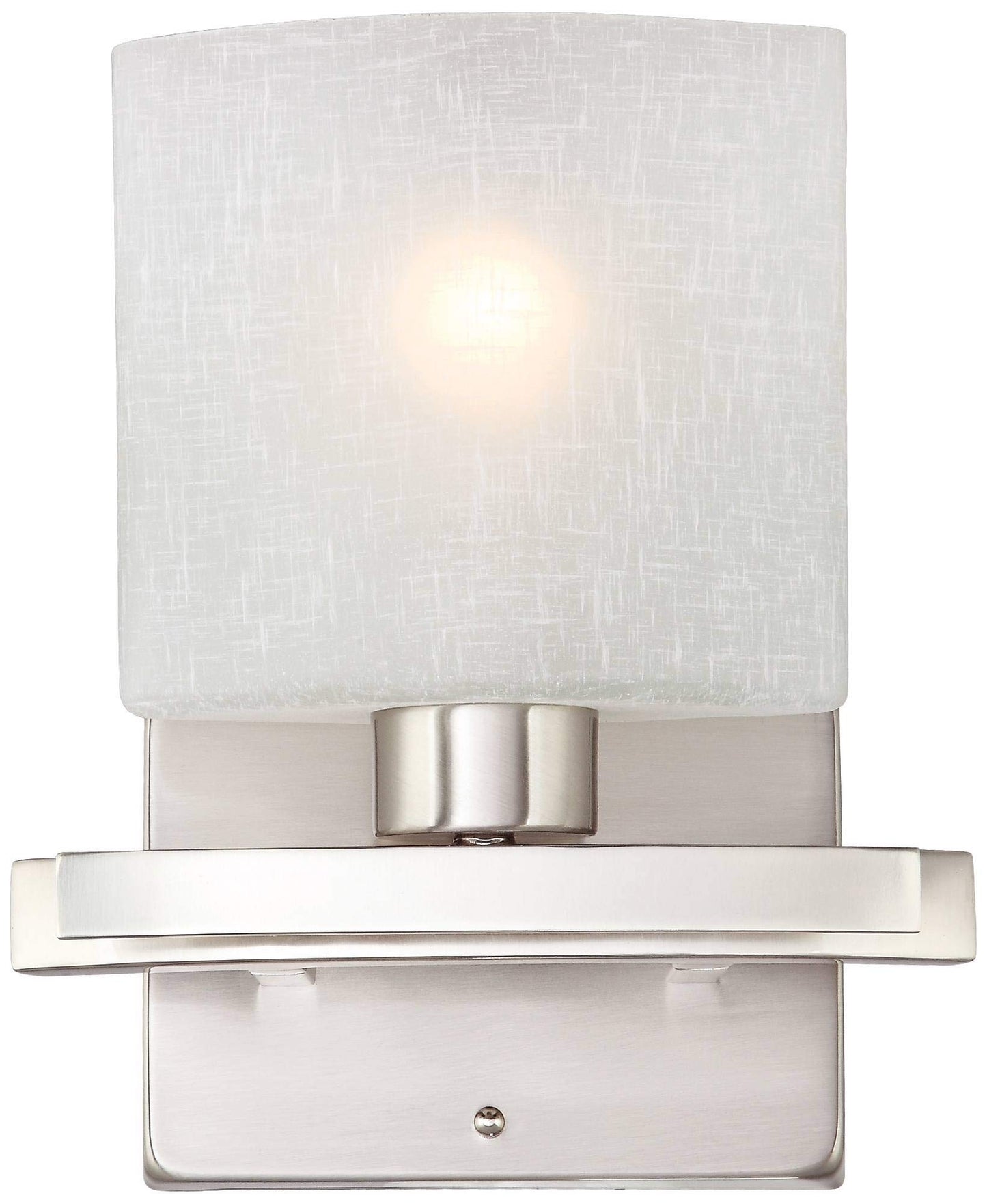 Possini Euro Design Modern Wall Sconce Lighting Brushed Nickel Silver Metal Hardwired 9 1/2" High Fixture White Linen Glass for Bedroom Bedside Living