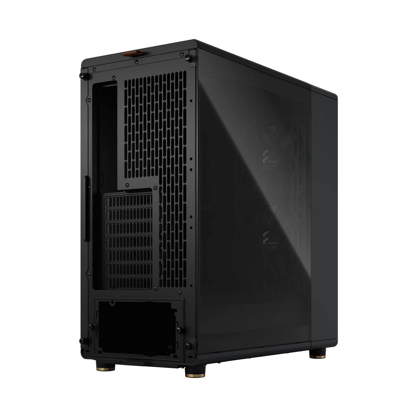 Fractal Design North Charcoal Black Tempered Glass Dark - Genuine Walnut Wood Front - Glass Side Panel - Two 140mm Aspect PWM Fans Included - Type C
