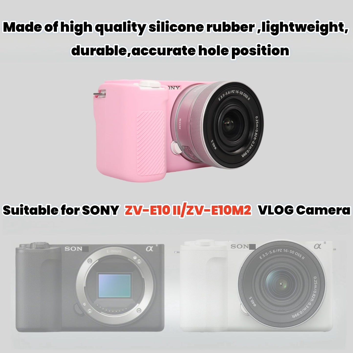 SZHSYJY Camera Case for Sony ZV-E10 II/ZV-E10M2 Digital Camera,ZV-E10 II Soft Silicone Protective Bag,Anti-Scratch Slim Fit Soft Sleeve with ZV-E10 II