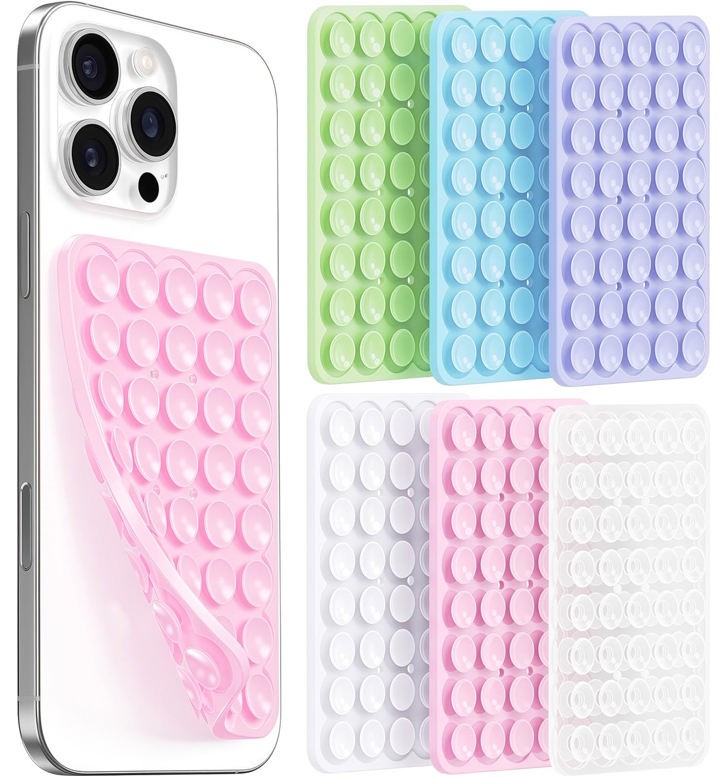 Anteel 6 Pack Double Sided Silicone Suction Cup Phone Case Mount, Upgraded More Suction Cup and Enhanced Suction Power Sticky Phone Grip, Non Slip
