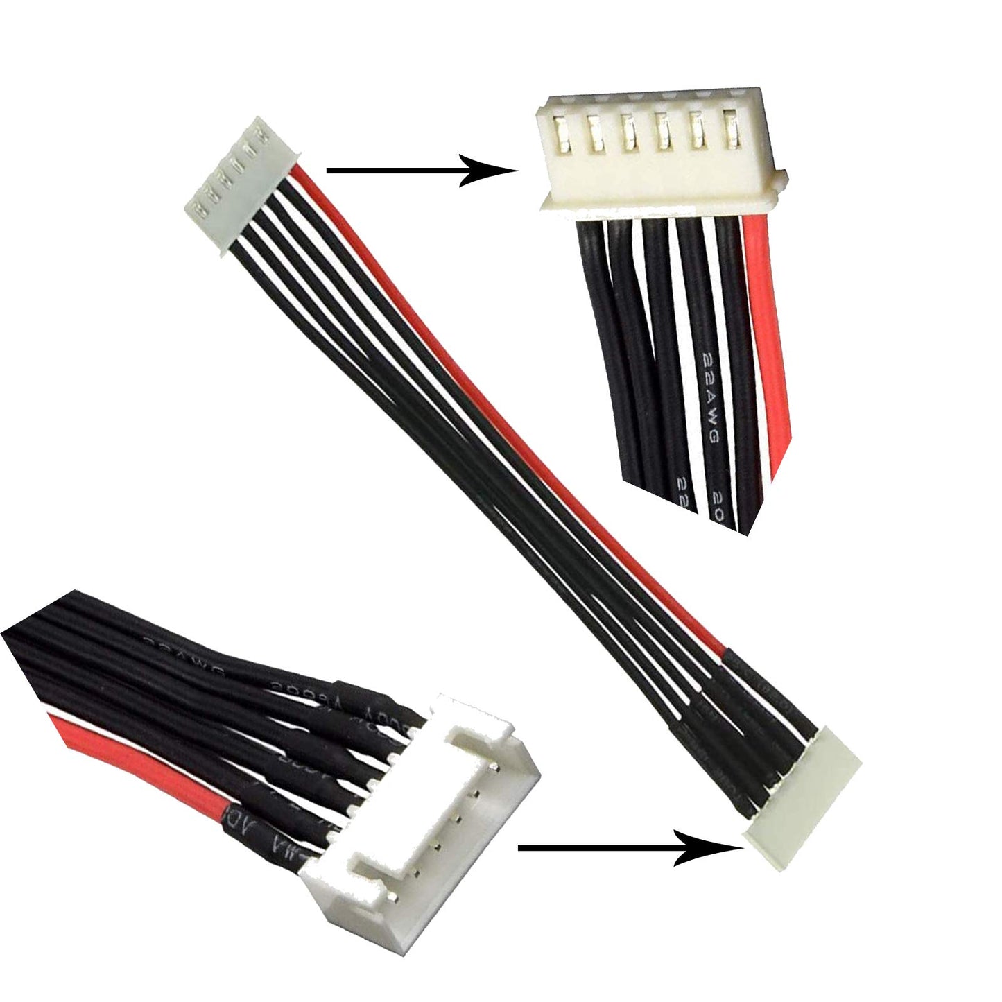 LinsyRC 10pcs 5S 6Pins Balance Extension Cable JST-XH Connector Male to Female Plug Lipo Adapter with 5.9inch 22AWG Silicone Wire (5S 6Pins)