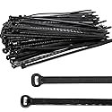 BUXIMN 150pcs Push Mount Zip Ties 6 inch, Self Locking Straps Cable Zip Tie with Stainless Steel Metal Tooth Locking Device Heavy Duty Nylon Zip Tie