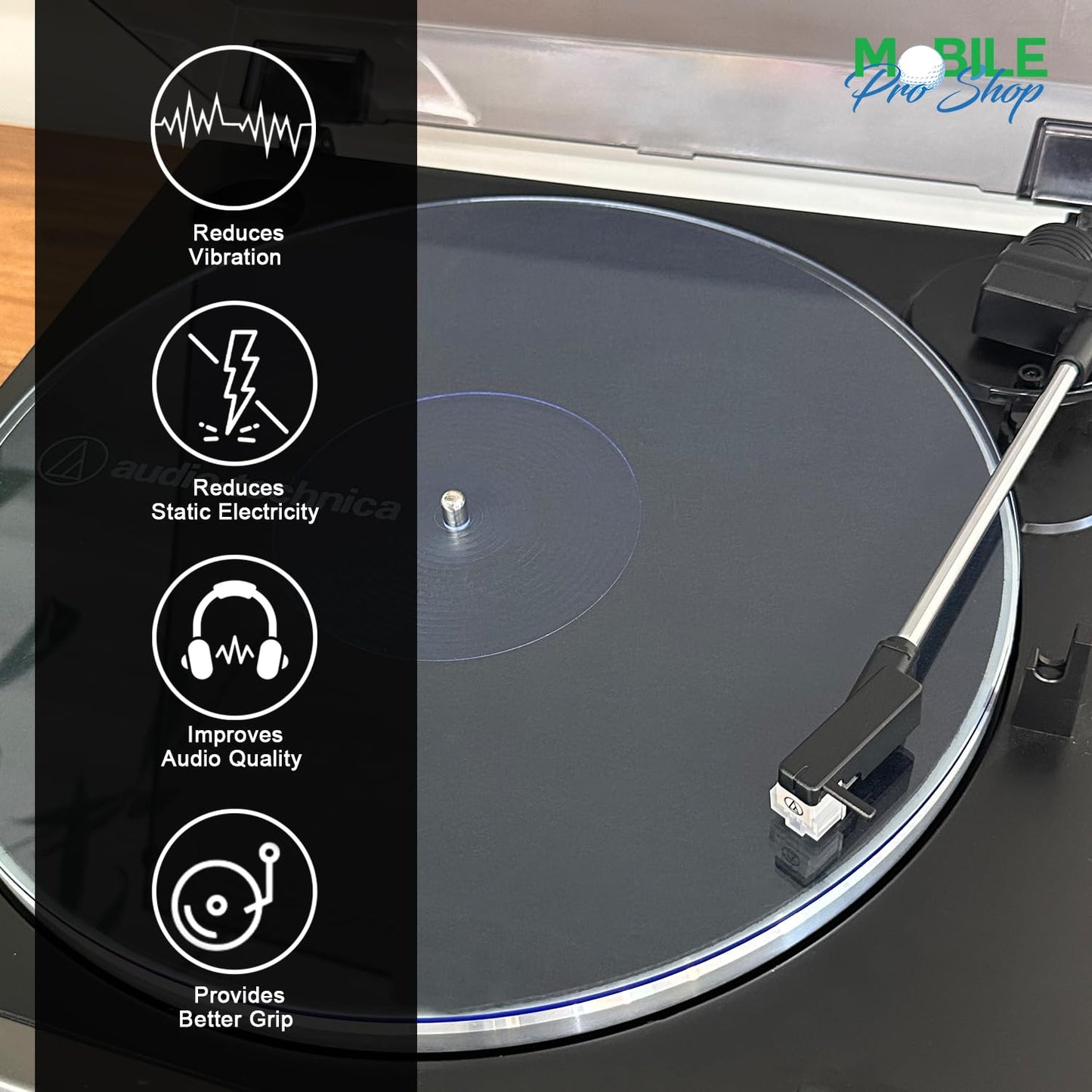 Acrylic Turntable Mat-Platter Vinyl Slipmat for 12 Inches LP Players-Reduced Noise & Improves Sound Quality & Provides Tighter Bass-Anti Static Record