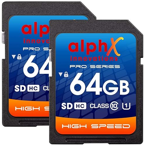 AlphX 64GB SD Card Class 10 Flash Memory for Digital Cameras [2 Cards]