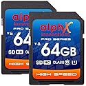 AlphX 64GB SD Card Class 10 Flash Memory for Digital Cameras [2 Cards]