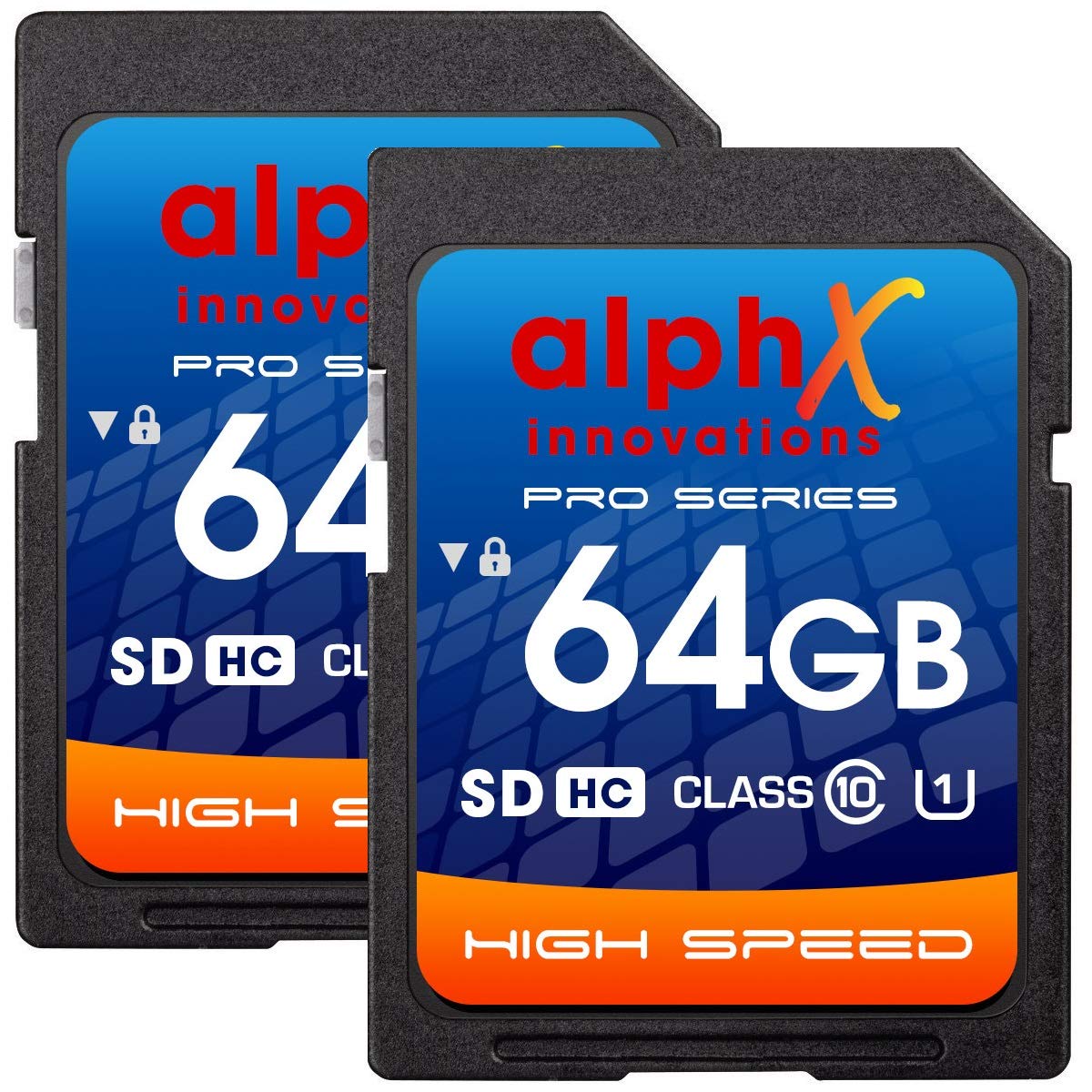AlphX 64GB SD Card Class 10 Flash Memory for Digital Cameras [2 Cards]