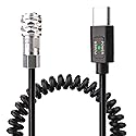 KOERTACOO BMPCC 4K/6K Trigger Coiled Power Cable for Blackmagic Pocket Cinema Camera 4K/6k,USB C Type-C PD Male Connector to Weipu SF61B/S2 2-pin