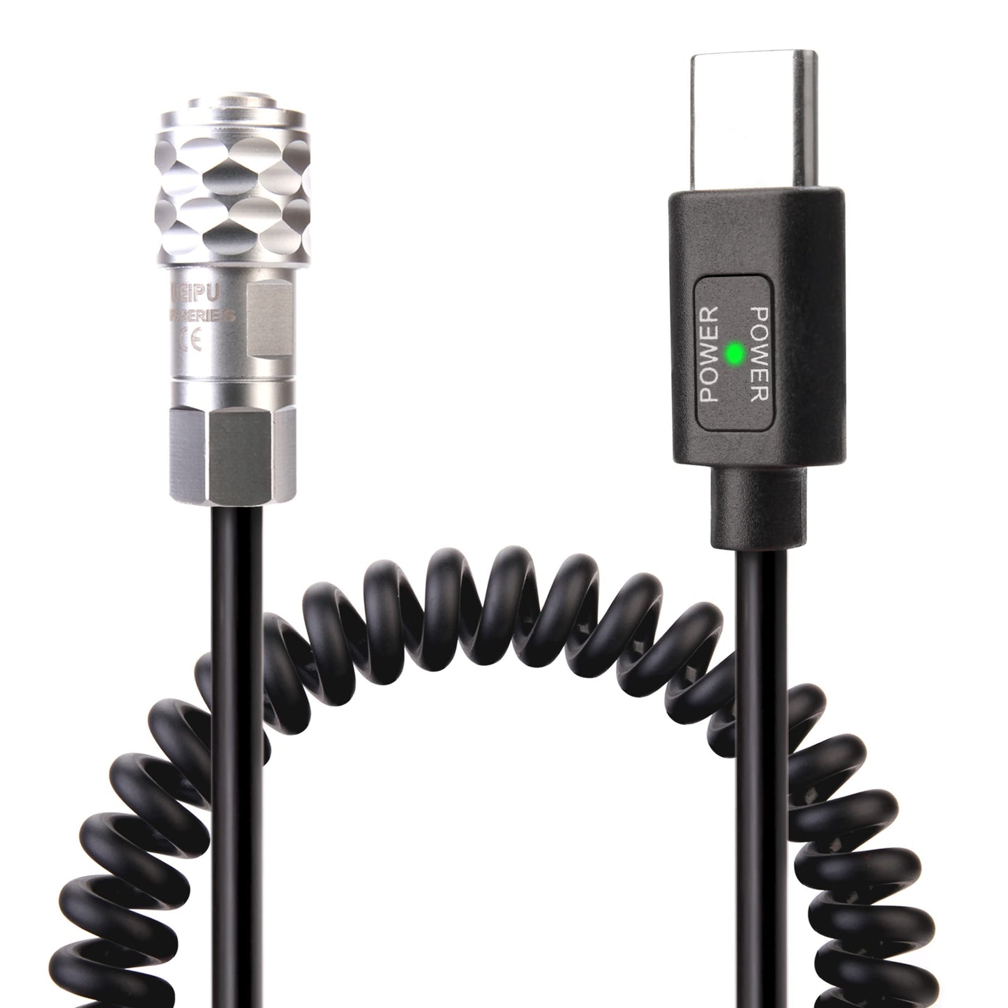 KOERTACOO BMPCC 4K/6K Trigger Coiled Power Cable for Blackmagic Pocket Cinema Camera 4K/6k,USB C Type-C PD Male Connector to Weipu SF61B/S2 2-pin