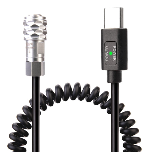 KOERTACOO BMPCC 4K/6K Trigger Coiled Power Cable for Blackmagic Pocket Cinema Camera 4K/6k,USB C Type-C PD Male Connector to Weipu SF61B/S2 2-pin