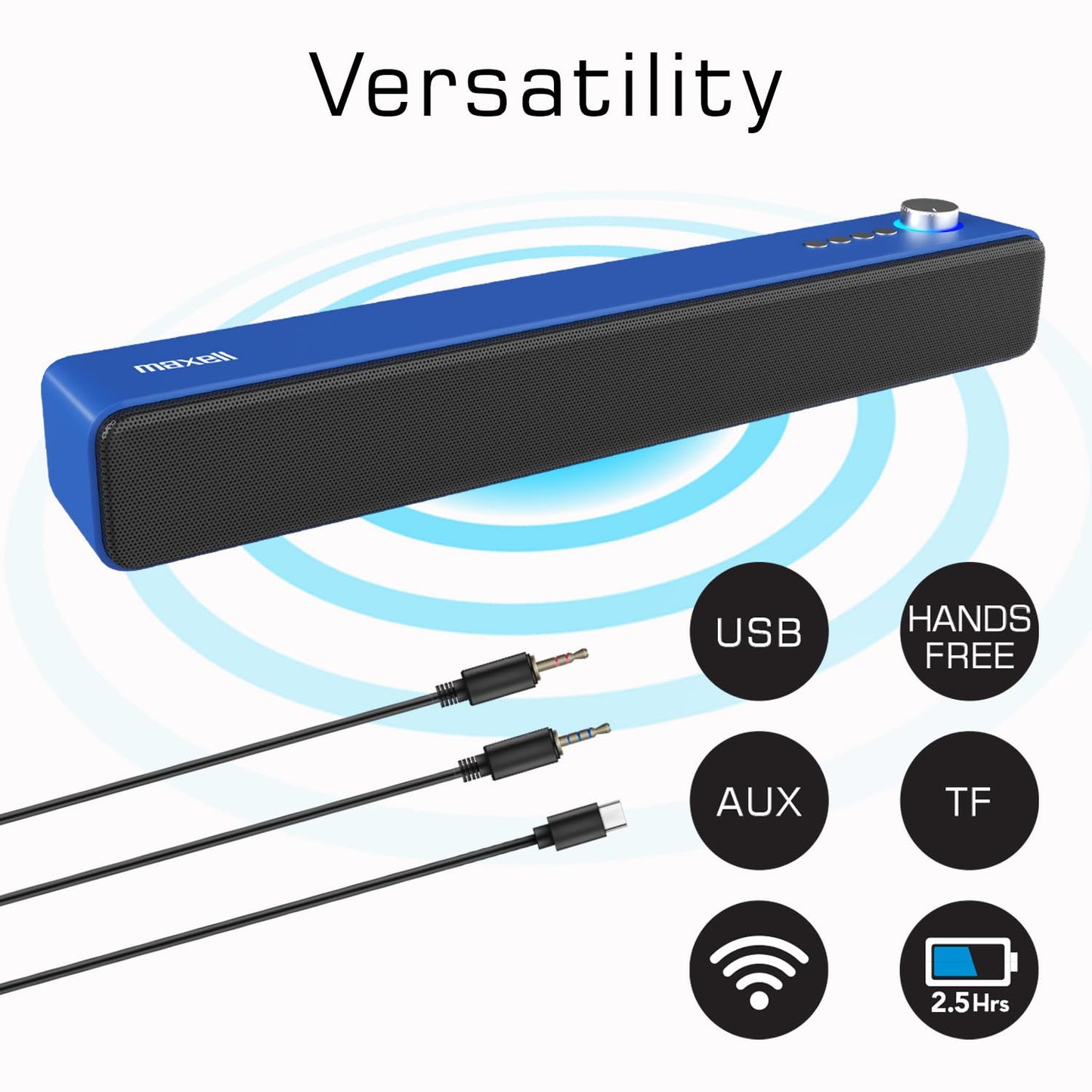 Maxell Wireless Soundbar & Voice Amplifier 2.4Ghz Microphone for Teachers: Easy Use, Carrying Case, MicroSD, 4 Hour Playtime, Wired Speaker-Ideal