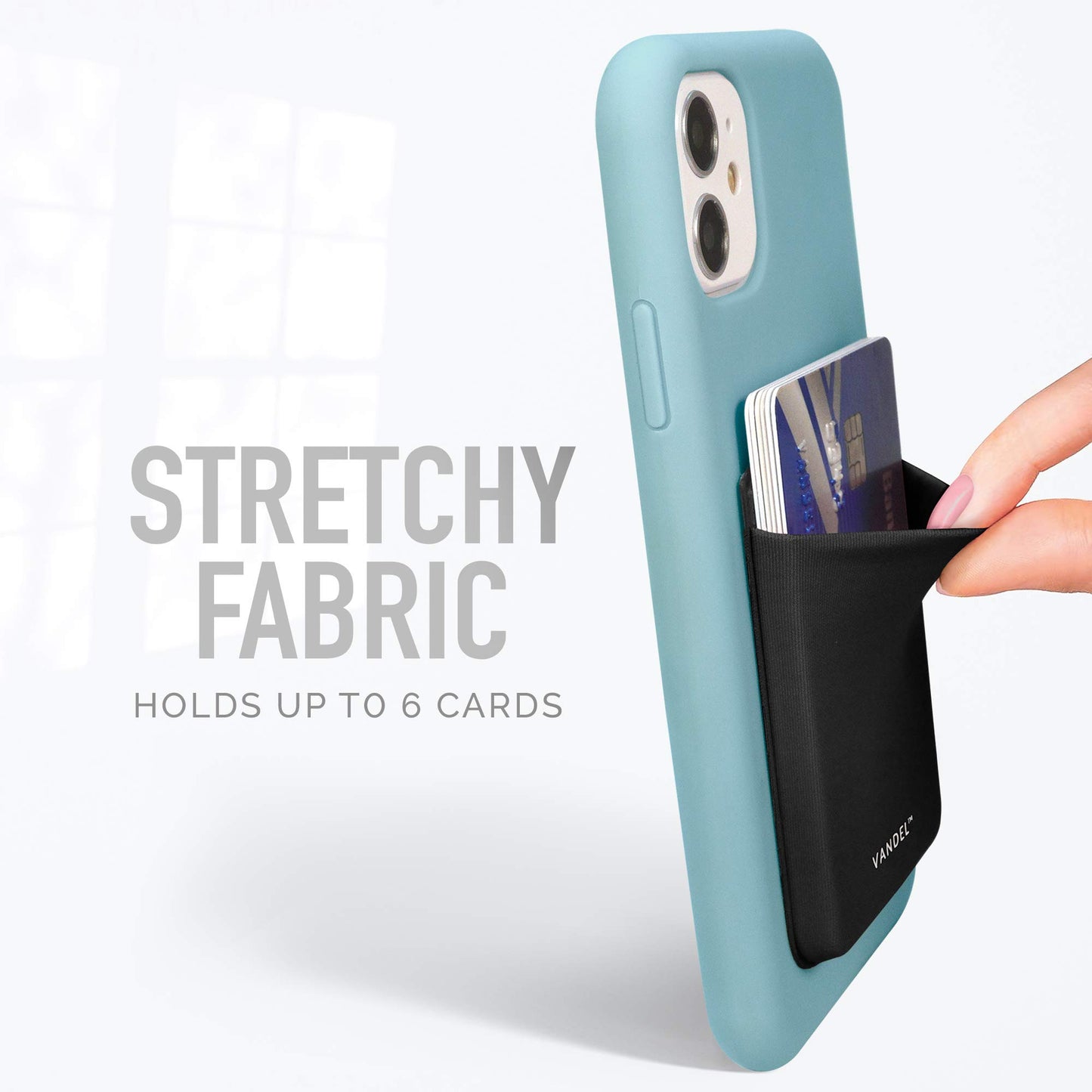 VANDEL Pocket - Stick-On Fabric Phone Wallet Stick On for Women, Cute Credit Card Holder for Phone Case, Stick On Back of Phone Fabric Sleeve
