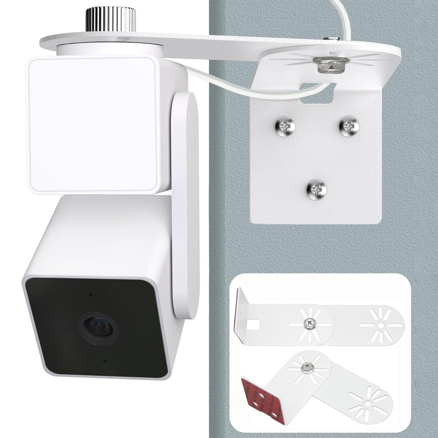 2Pack Metal Swivel Wall Mount Bracket for Wyze Cam Pan V3/V2, Wyze Cam V4/3/2 and Suitable for 1/4 inch Screws Security Camera ,Max Cover Both Sides