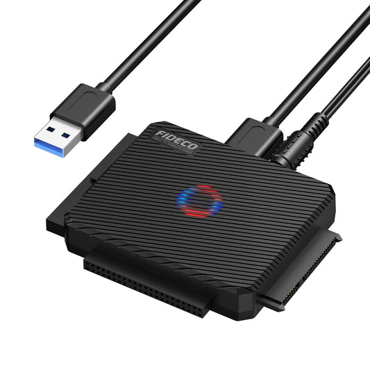 FIDECO SATA/IDE to USB 3.0 Adapter, Hard Drive Adapter Cable Converter for Universal 2.5/3.5 Inch IDE HDD, 2.5 Inch SSD, 5.25-Inch DVD/CD Drive