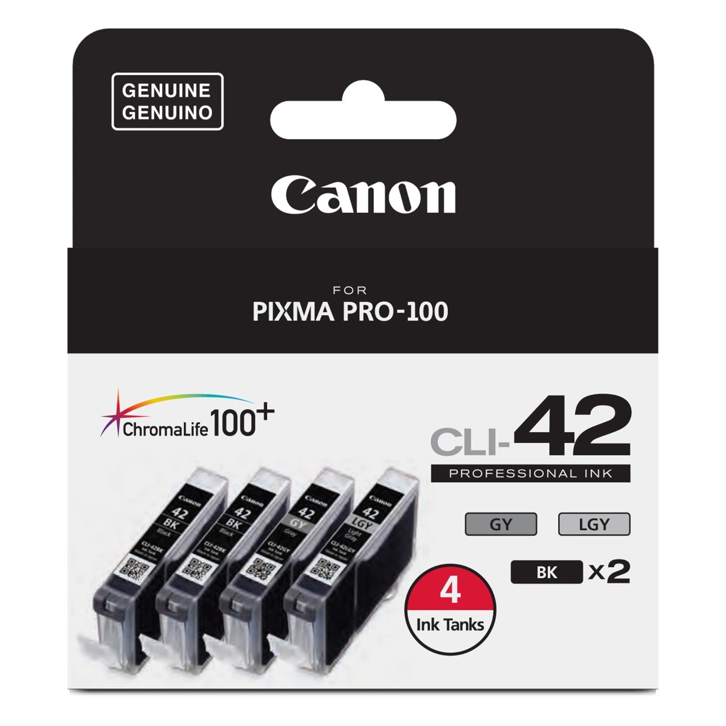 Canon CLI-42 Genuine Four Color Pack, Compatible with PIXMA PRO-100 Printers